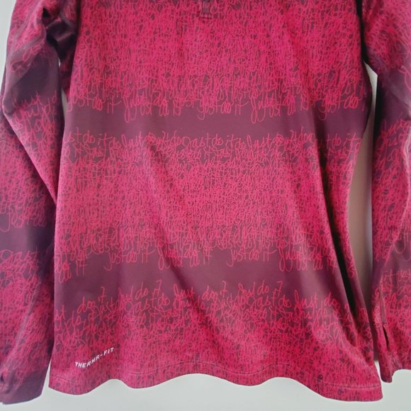 Nike Just Do It Scribble Script 1/4 Zip Thumbhole Mock Neck Therma Fit Pullover - Picture 5 of 10